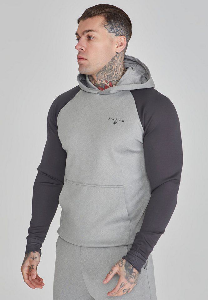 Siksilk Hoodie SikSilk Herren Grau Marl Muscle Fit Kapuzenpullover von Siksilk