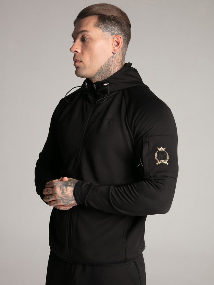 Siksilk Hoodie SikSilk Herren Schwarzer Full Zip Kapuzenpullover von Siksilk