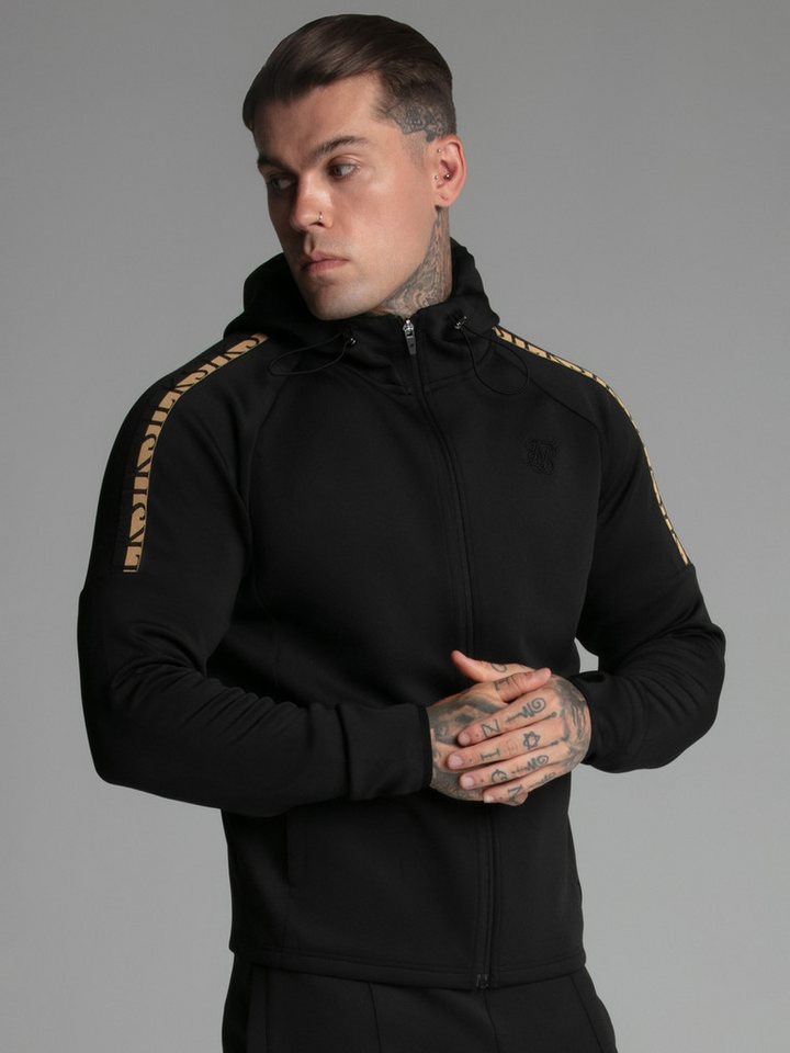 Siksilk Hoodie SikSilk Herren Schwarzer Full Zip Kapuzenpullover von Siksilk