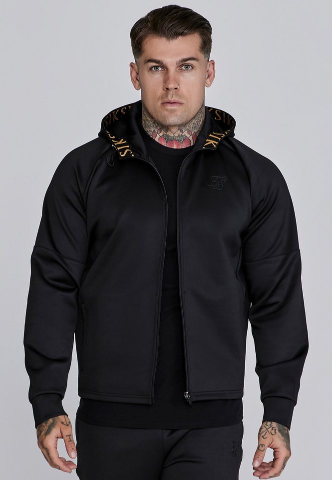 Siksilk Hoodie SikSilk Herren Schwarzer Full Zip Kapuzenpullover von Siksilk