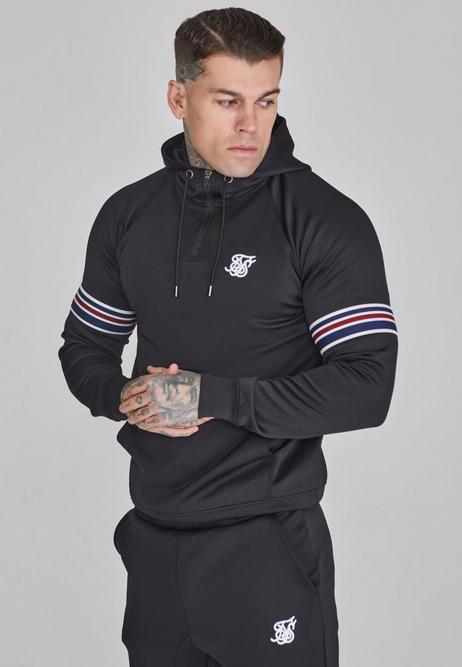 Siksilk Hoodie SikSilk Herren Schwarzer Quarter Zip Kapuzenpullover von Siksilk