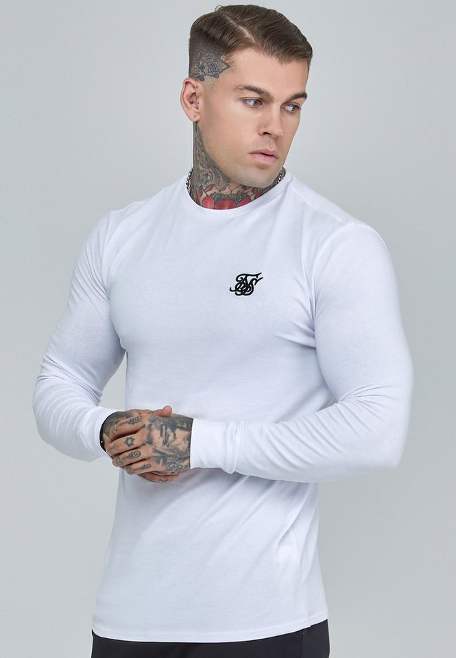 Siksilk Langarmshirt SikSilk Herren Weißes Essentials Langarm T-Shirt von Siksilk