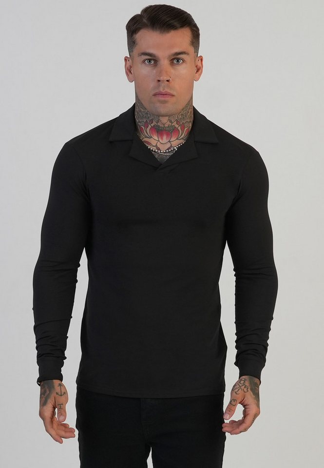 Siksilk Poloshirt SikSilk Herren LS Revere Polo T-Shirt von Siksilk