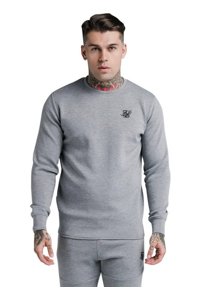 Siksilk Sweater SikSilk Herren Crewneck EXHIBIT SWEATER SS-18341 Grey Marl Grau von Siksilk