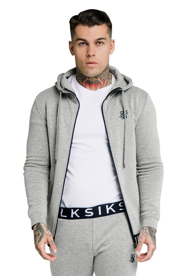 Siksilk Sweater SikSilk Zipper Herren ELASTIC JACQUARD ZIP HOODIE SS-17554 Grey von Siksilk