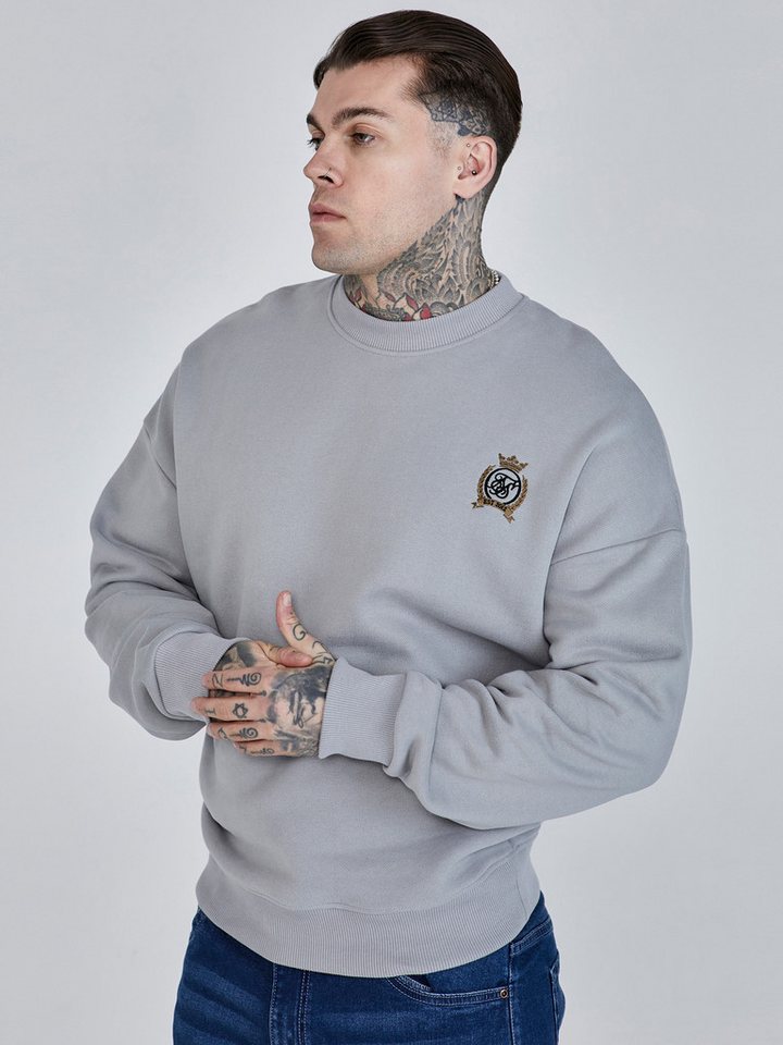 Siksilk Sweatshirt SikSilk Herren Grauer Oversized Pullover von Siksilk