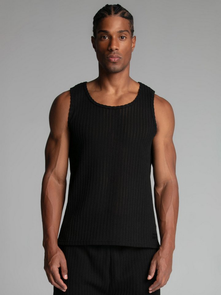 Siksilk Tanktop SikSilk Herren Schwarzes Texturiertes Tanktop von Siksilk