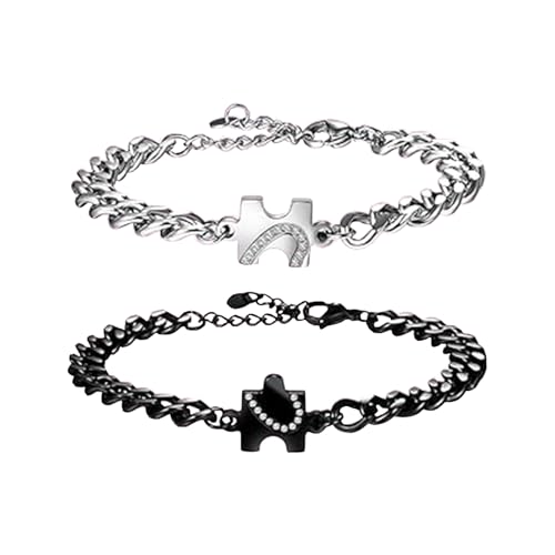 Sikweny 2 Stück Pärchen Armband Verstellbare Kette paar Armbänder Puzzle-Design Partnerarmbänder Robust und Korrosionsbeständig für Valentinstag Geburtstagsfeier Hochzeit Weihnachten Erntedankfest von Sikweny