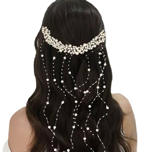 Sikweny Haarschmuck Hochzeit Ethno-Stil Perlen-Design Braut Haarschmuck Fransenelemente Wellenform Brautschmuck Verstellbare Passform Hochzeitsaccessoires für Reisen Fotografie Hochzeiten Bankette von Sikweny