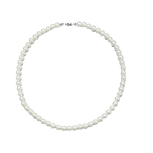 Sikweny Perlenkette Damen Herren Unisex Pearl Necklace Women 6 MM Halskette Perlenkette Herren Elfenbein Perlekette Damen Pearl Necklacedainty Round für Den Alltag Hochzeiten Dinnerpartys (45 CM) von Sikweny