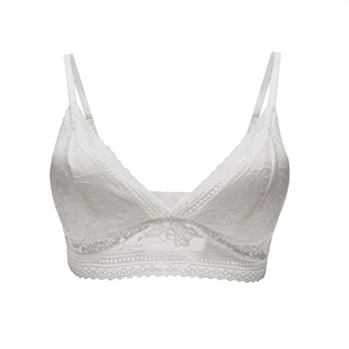 SilRiver Damen BH aus Spitze Bralette ohne Bügel Triangle-BH(Medium,Weiß) von SilRiver