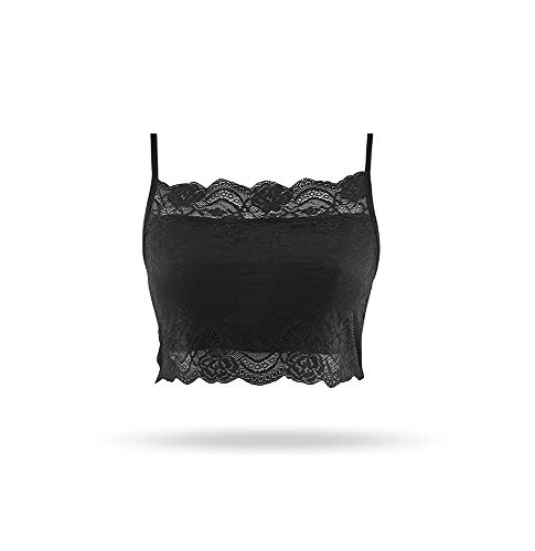 SilRiver Damen Seiden Bustier Top aus Spitze, schwarz, Gr.L von SilRiver