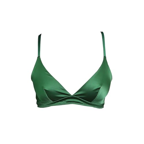 SilRiver Damen Seiden-Soft Cup Bügelloser BH Bralette Top mit glattem Satin - Grün - X-Large von SilRiver