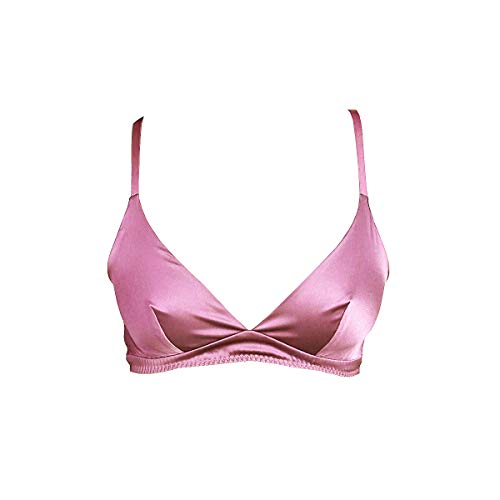 SilRiver Damen Seiden-Soft Cup Bügelloser BH Bralette Top mit glattem Satin - Violett - Large von SilRiver