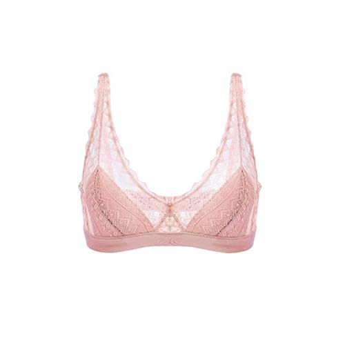 SilRiver Damen aus Spitze Bralette Bügelloser Seiden-BH (Large,Graues Rosa) von SilRiver