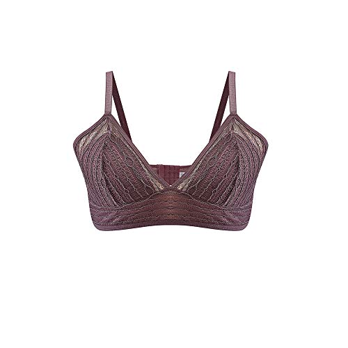 SilRiver Damen aus Spitze Bralette Bügelloser Seiden-BH (Medium, Pflaume) von SilRiver