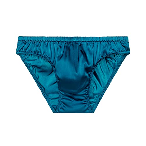 SilRiver Herren Seide Satin Slip Bikini Unterwäsche Bulge Enhancing Panties (Lyons Blau, L) von SilRiver