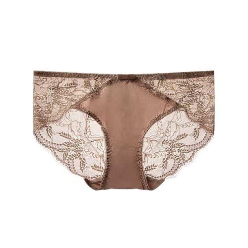 SilRiver Seide Spandex Unterwäsche für Frauen Weiche und Bequeme Slips Boxer Shorts Hipster Höschen Dessous (Small, Champagner) von SilRiver