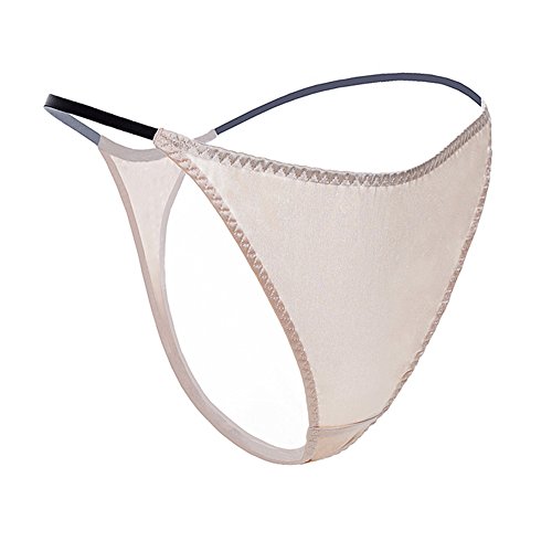 SilRiver Damen Seidensatin Sexy Spitzen Unterwäsche Tanga Höschen G-String & T-Back, Weiß, M von SilRiver