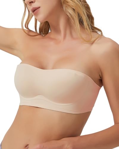 SilRiver Womens Push Up Strapless Bras Multi-Way Convertible Straps Silk Underwire Bra with Pads for Small Chested Women (X-Small, Nude) von SilRiver