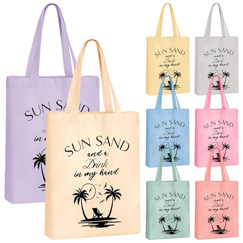 SilTriangle 8 Stück 2025 Mädchen Reise Geschenke Gastgeschenke Segeltuch Tragetaschen Junggesellinnenabschied Strandtaschen Freundschaftsgeschenke für Frauen Brautjungfer Hochzeit von SilTriangle