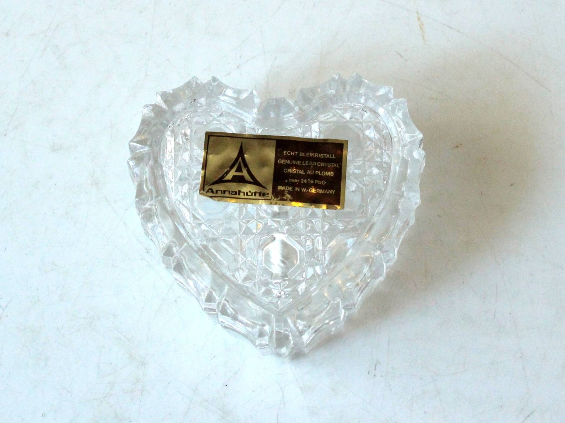 Kristallglas Pillendose Annahütte Vintageglas Pillenbox Ringbox Schmuckdose West Germany Pillbox Crystal Süßstoffdose Sweetenerbox von SilaVintageandmore