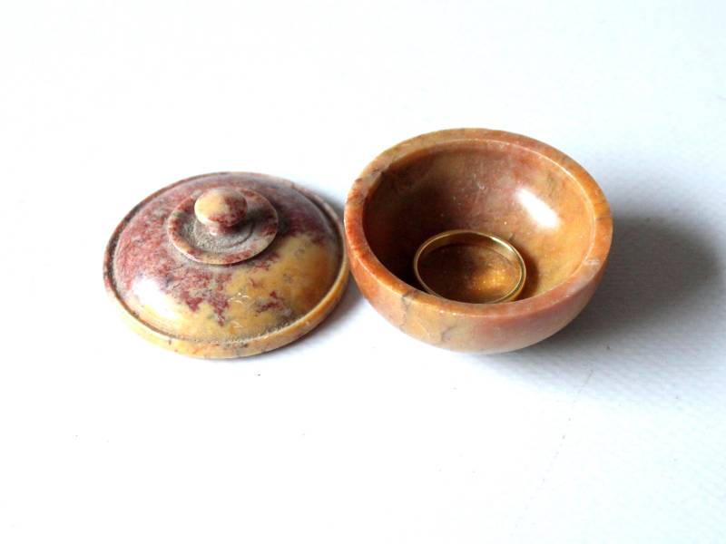 Ringbox Asia Pillendose Vintage Keramik Steinzeug Pillbox Schmuckdose Traditional China Japan Süßstoffdose Sweetenerbox Onyx von SilaVintageandmore