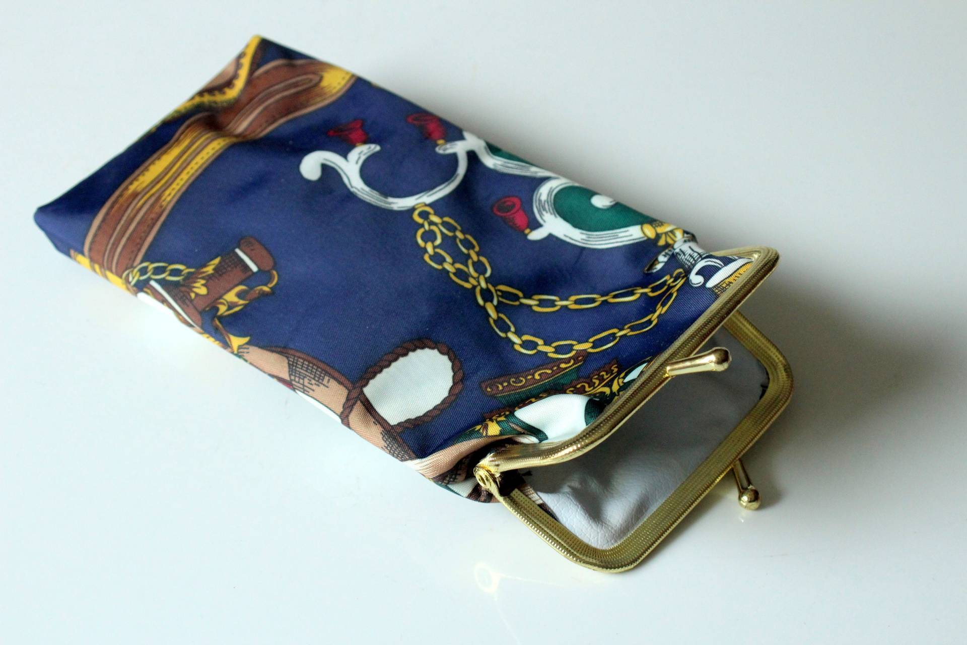 Schminktäschchen Clipper Brillenetui Clipbörse 70S Vintage Clutch Mid Century Tasche Täschchen Maritimes Muster von SilaVintageandmore