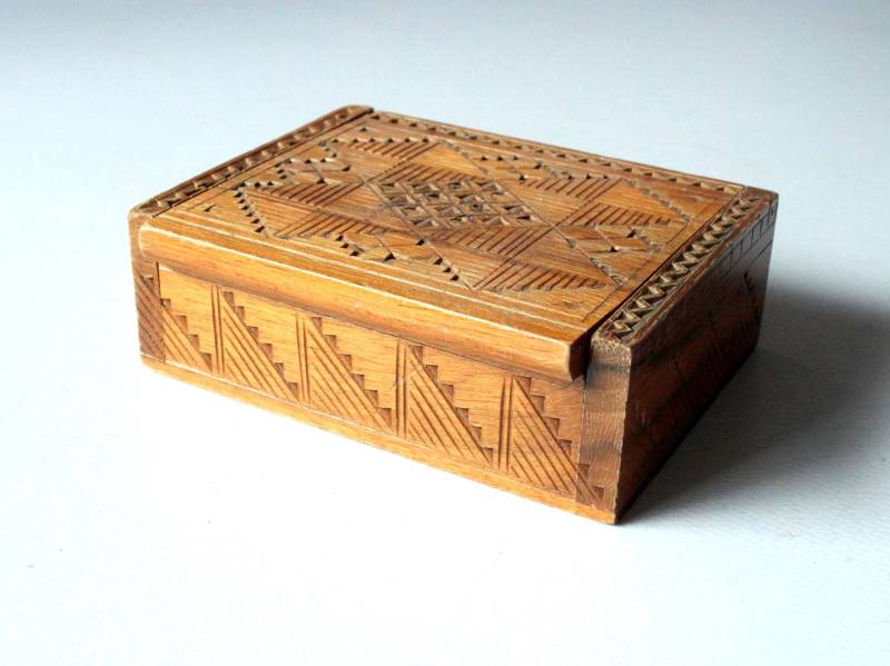 Schmuck Holz Dose Vintage Schatulle Mit Deckel Holzdose Mid Century Kästchen Schmuckaufbewahrung 1950Er West Germany Wood Box With Lid von SilaVintageandmore