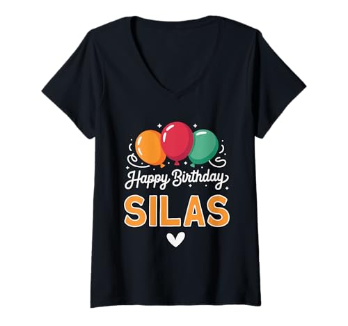 Damen Alles Gute zum Geburtstag Spruch Silas T-Shirt mit V-Ausschnitt von Silas Name Spruch für Geburtstag