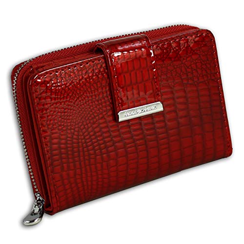 SilberDream DrachenLeder Damen Frauen Brieftasche Geldbörse rot Leder 9x3x12cm OPJ711R Leder Portemonnaie von SilberDream