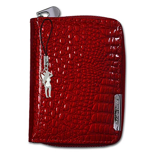 DrachenLeder Damen Frauen Minibörse Geldbörse rot Leder 8x3x11cm OPJ109R Leder Minibörse von SilberDream