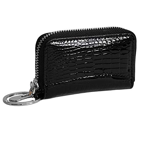 DrachenLeder Damen Herren Autoschlüsseltasche Etui schwarz Echtleder 9x2x5cm OPJ903S Leder Schlüsseltasche von SilberDream