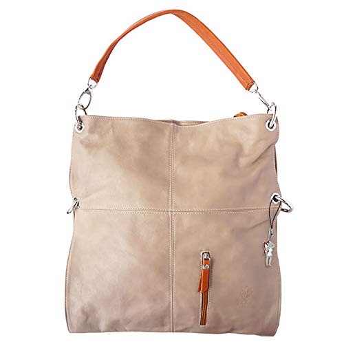 Florence Dame Schultertasche Beuteltasche Taupe braun echt Leder 37x6x40 OTF102C Leder Beuteltasche von SilberDream