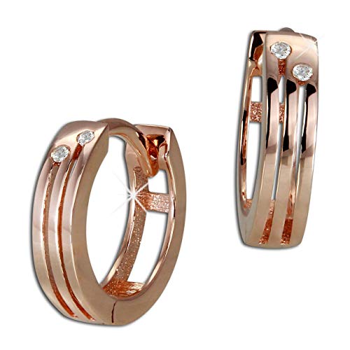 GoldDream Gold Ohrring Creolen 12mm Zirkonia weiß 333 Rosegold GDO5011E Gold Creole von SilberDream