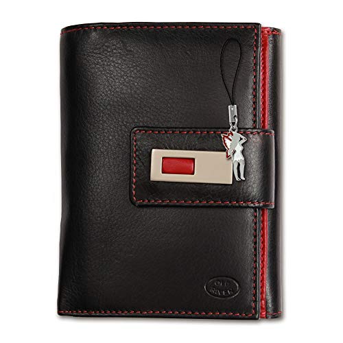 Old River Unisex Portemonnaie Geldbörse schwarz rot Leder 11x3x14cm OPD701S Leder Portemonnaie von SilberDream