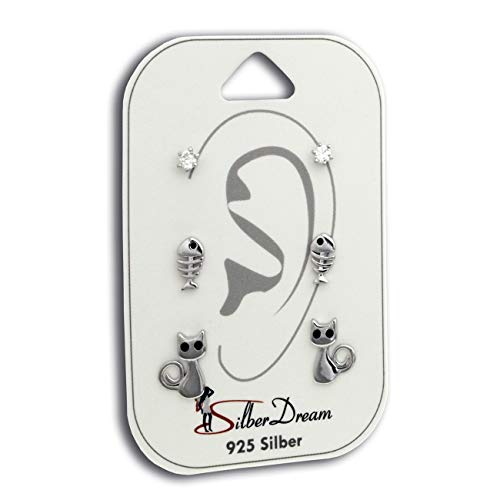 SilberDream 925 Silber SET 3er Ohrringe Ohrstecker Zirkonia Damen D2SDS625WS ein Geschenk zu Weihnachten, Geburtstag, Valentinstag für die Frau von SilberDream