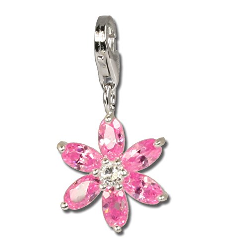 SilberDream Charm Schmuck 925 Echt Silber Anhänger rosa Blume Zirkonia FC4114 Silber Charmsschmuckanhänger von SilberDream