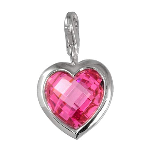 SilberDream Charm Schmuck 925 Echt Silber Anhänger pink Herz Zirkonia FC210P Silber Charmsschmuckanhänger von SilberDream