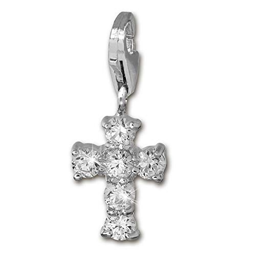 SilberDream Charm Schmuck 925 Echt Silber Anhänger weiß Kreuz Zirkonia FC205W Silber Charmsschmuckanhänger von SilberDream