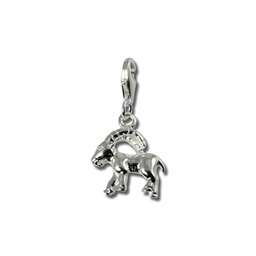 SilberDream 925 Sterling Silber Charm Sternzeichen Steinbock Anhänger für Armband Kette Ohrring FC7101 von SilberDream