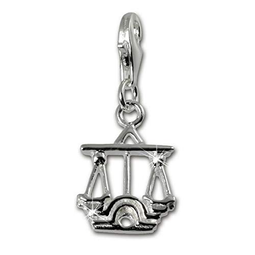SilberDream 925 Sterling Silber Charm Sternzeichen Waage Anhänger für Armband Kette Ohrring FC7110 von SilberDream