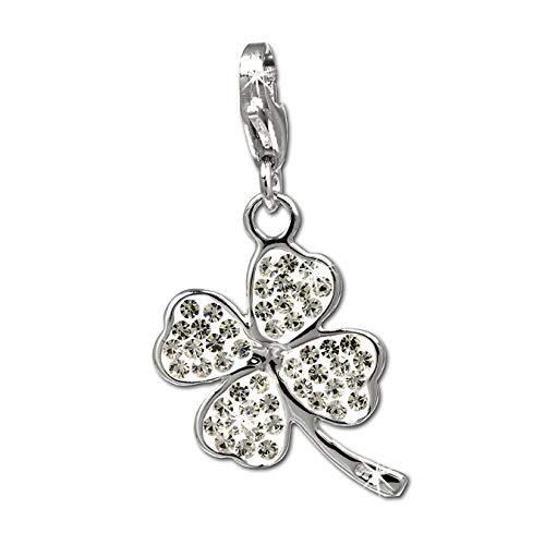SilberDream Anhänger weiß Kleeblatt Zirkonia Damen 925 Silber Charm D2GSC513W EIN Geschenk zu Weihnachten, Geburtstag, Valentinstag für die Frau, für Jugendliche von SilberDream