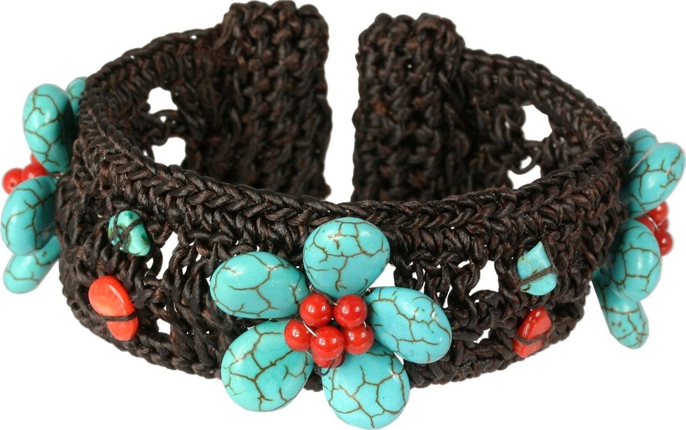 SilberDream Armband SilberDream Armband Blume türkis rot (Armband), Damen Armband (Blume), Farbe: türkis, rot, braun von SilberDream