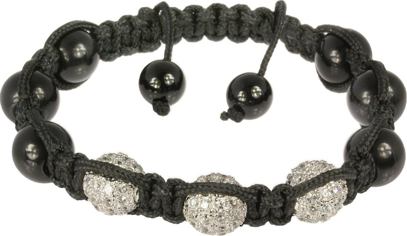 SilberDream Armband SilberDream Shamballa Armband weArmbänder f (Armband), Damen Armband (Shamballa Kugel) ca. 18cm, Silber, Farbe: schwarz, weiß von SilberDream