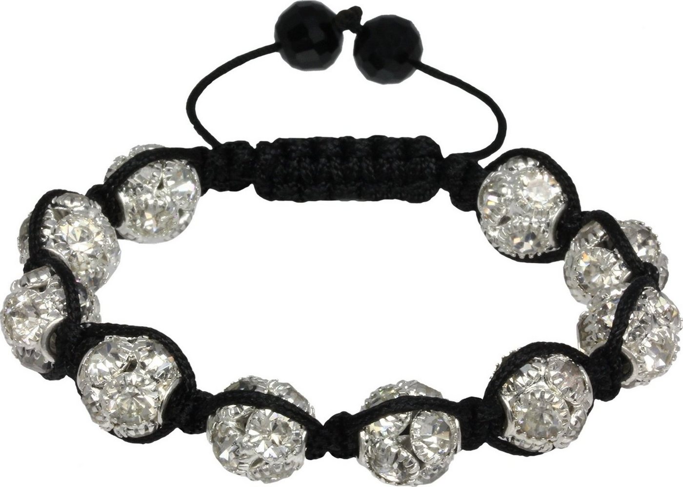 SilberDream Armband SilberDream Shamballa Armband weiß (Armband), Damen Armband (Shamballa Kugeln) ca. 18cm, ca. 23cm, Farbe: schwarz von SilberDream