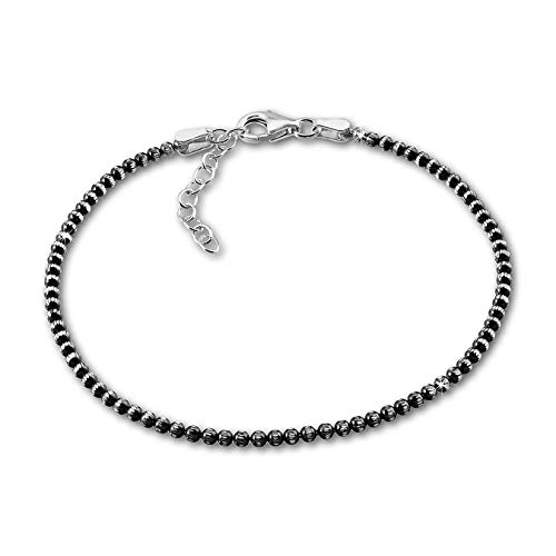 SilberDream Armband schwarz Kugeln 925 Sterling Silber 18-21cm Damen D2SDA1108K EIN Geschenk zu Weihnachten, Geburtstag, Valentinstag für die Frau von SilberDream