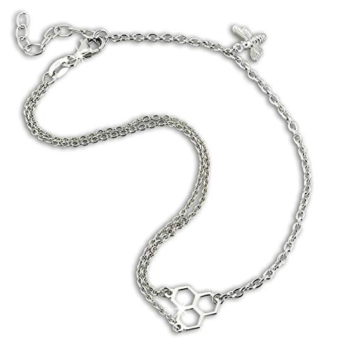 SilberDream Bienenwabe mit Biene Fußkette Damen-Schmuck 25cm 925 Silber SDF5145J Silber Fußkette von SilberDream