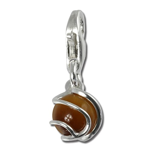 SilberDream Charm 925 Echt Silber Anhänger braun Tigerauge Kugel FC250N Silber Charmsschmuckanhänger von SilberDream