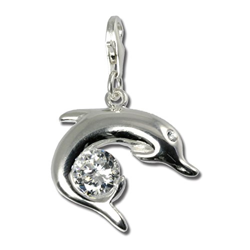SilberDream Charm 925 Echt Silber Ketten Anhänger Delfin Zirkonia FC4101 Silber Charmsschmuckanhänger von SilberDream